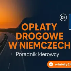 Zachód słońca nad pustą autostradą w Niemczech. Informacje o opłatach drogowych dla kierowców.