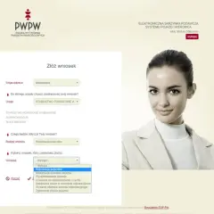 Formularz online do rejestracji pojazdów, z zaznaczoną opcją "Rejestracja pojazdów".