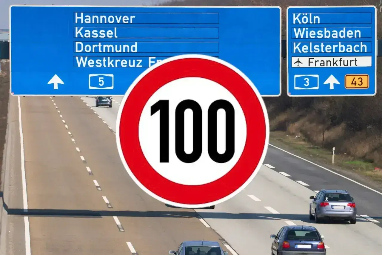 Autostrada w Niemczech z ograniczeniem do 100 km/h. Uważaj na mandaty w Niemczech, zwłaszcza w okolicach Hannover, Kassel, Dortmund, Kolonii i Frankfurtu.