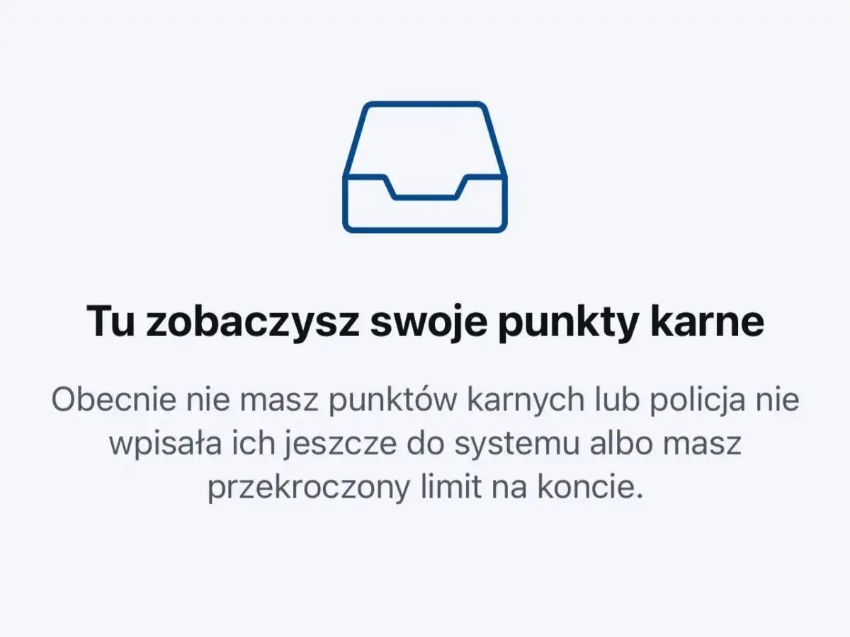Ikona folderu i tekst informujący, że tu zobaczysz swoje punkty karne. Dowiedz się, po jakim czasie kasują się punkty karne.